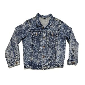 Vtg Leader Denim Jean Trucker Jacket Womens XS Acid Wash Y2K Made in USA Type 3